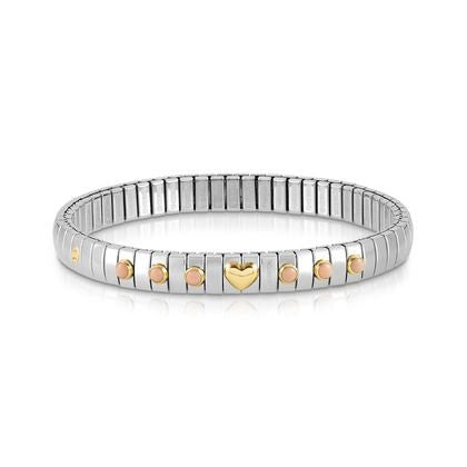 XTE Steel Bracelet & 18ct Gold Heart + 6 Pink Coral (006)