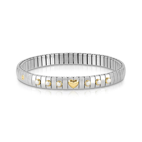 XTE Steel Bracelet & 18ct Gold Heart + 6 White Pearl 044609/007
