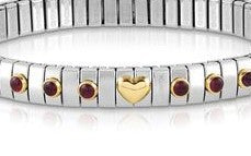 XTE Steel Bracelet & 18CT Gold Heart + 6 Garnet (014)