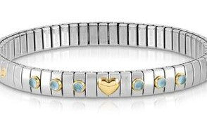 XTE Steel Bracelet & 18CT Gold Heart + 6 Blue Topaz (025)