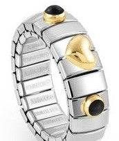 XTE Steel Ring with 18ct Gold Heart + 2 Black Agate Stones (002)