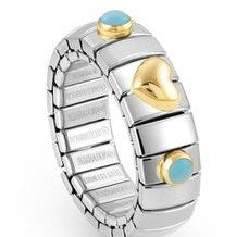XTE Steel Ring with 18ct Gold Heart + 2 Turquoise Stones (003)