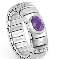 XTE Ring Steel Ring + Silver Set CZ Purple (001)