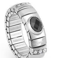 XTE Ring Steel Ring + Silver Set CZ Black (011)