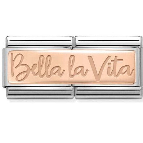 430710/02 Classic DBL ENGRAVED S/steel,Bonded Rose Gold Bella la Vita