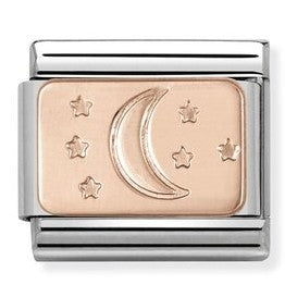 430101/31 Classic Bonded Rose Gold Moon & Stars Plaque