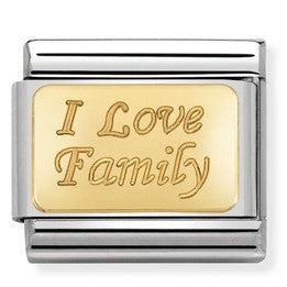 030121/33 Classic bonded yellow Gold Engraved Sign I Love Family