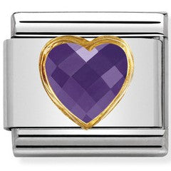030610/001 Classic  S/Steel, Bonded Yellow Gold & Heart  Faceted CZ Purple