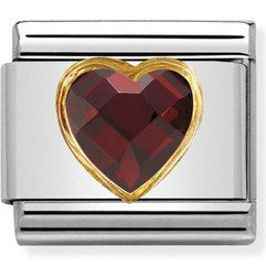 030610/005 Classic  S/Steel, Bonded Yellow Gold & Heart  Faceted CZ Red