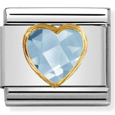 030610/006 Classic  S/Steel, Bonded Yellow Gold & Faceted Heart CZ Lt Blue