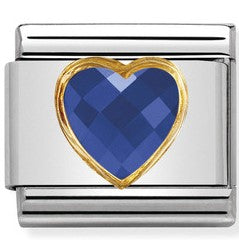 030610/007 Classic  S/Steel, Bonded Yellow Gold &  Heart Faceted CZ Blue