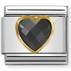 030610/011 Classic  S/Steel, Bonded Yellow Gold & Heart Faceted CZ Black