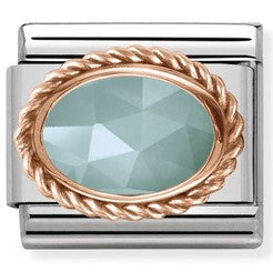 430507/32 Classic 9CT Rose Gold Rich Setting Stone Amazonite