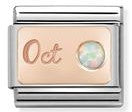 430508/10 Classic  S. Steel 9ct Rose Gold October WHITE OPAL