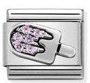 330304/27 Classic S/steel,CZ & silver Ice cream with pink cz