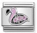 330304/31 Classic S/steel,CZ & silver Flamingo with Pink CZ