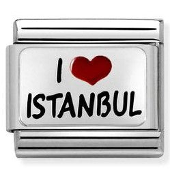 330209/05 Classic Silver & Enamel I Love Istanbull