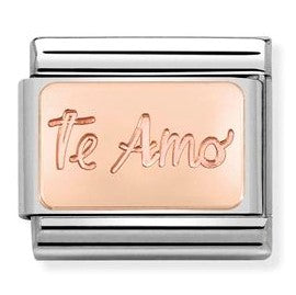 430108/11 Classic Bonded Rose Gold Engraved Plate Te Amo