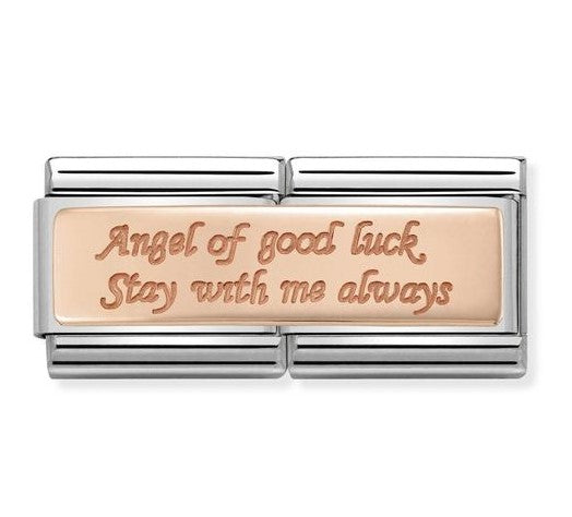 430710/12 Classic DBL ENGRAVED steel & gold 375 CUSTOM Angel of Good Luck Stay with me always
