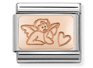 430101/44 Classic PLATES, S/steel,Bonded Rose Gold Angel of Love