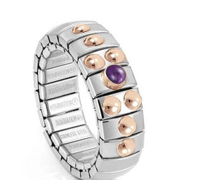 XTE Ring S/steel,9ct R/Gold,1 stone AMETHYST 044033/013