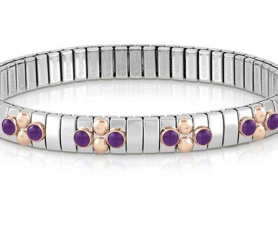 044034/013 Bracelet XTE S steel,9ct R/Gold,8 stones AMETHYST