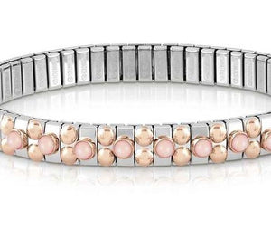 Bracelet XTE S/steel,9ct R/Gold,8 stones PINK CORAL 044036/006