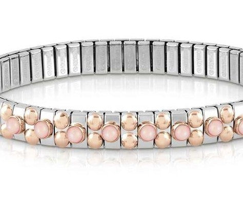 Bracelet XTE S/steel,9ct R/Gold,8 stones PINK CORAL 044036/006