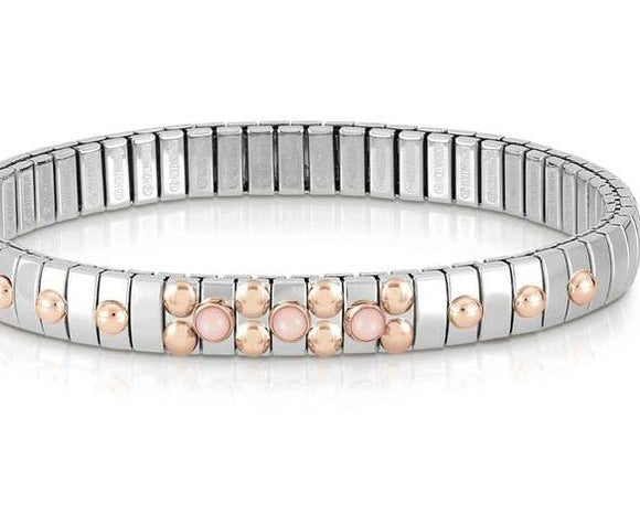044035/006 Bracelet XTE S steel,Rose gold, 3 stones PINK CORAL