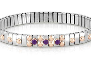 044035/013 Bracelet XTE S/steel,9ct Gold,3 stones AMETHYST