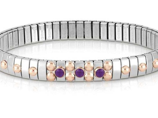 044035/013 Bracelet XTE S/steel,9ct Gold,3 stones AMETHYST