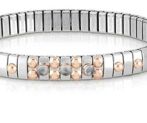 044035/025 Bracelet XTE S/Steel,9ct R/Gold,3 stones LT BLUE TOPAZ