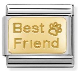 030121/50 Classic bonded yellow Gold Engraved Best Friend with Paw print