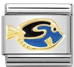 030272/41 Classic SYMBOLS steel, enamel & yellow gold Fish