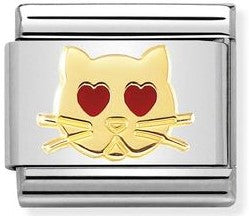 030272/43 Classic SYMBOLS steel enamel & yellow gold Cat with heart eyes