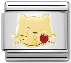 030272/45 Classic SYMBOLS steel,enamel & yellow gold Cat kiss