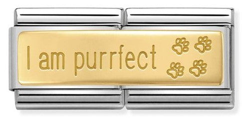 030710/18 Classic DBL ENGRAVED steel & Bonded Yellow Gold  I am purrfect
