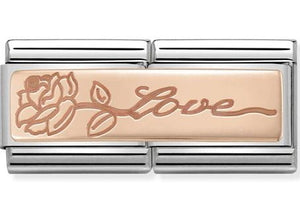 430710/14 Classic DBL ENGRAVED S/Steel,9kRose gold Love with flower