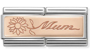 430710/18 Classic DBL ENGRAVED S/steel,9k rose gold   Mum with flower