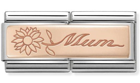 430710/18 Classic DBL ENGRAVED S/steel,9k rose gold   Mum with flower