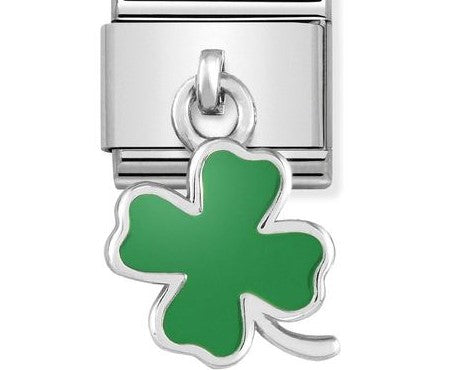 331805/01 Classic CHARMS steel,925 silver & enamel  Green four-leaf clover