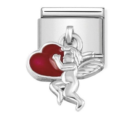 331805/08 Classic CHARMS steel, 925 silver & enamel  Angel with heart