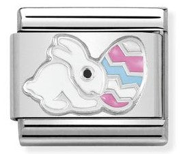 330204/19 Classic S/Steel,enamel & Sterling Silver Easter Bunny. (Rabbit)