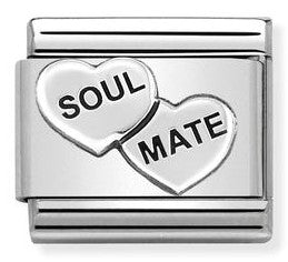 330101/38 Classic OXIDIZED S/steel & sterling silver SOUL MATE hearts