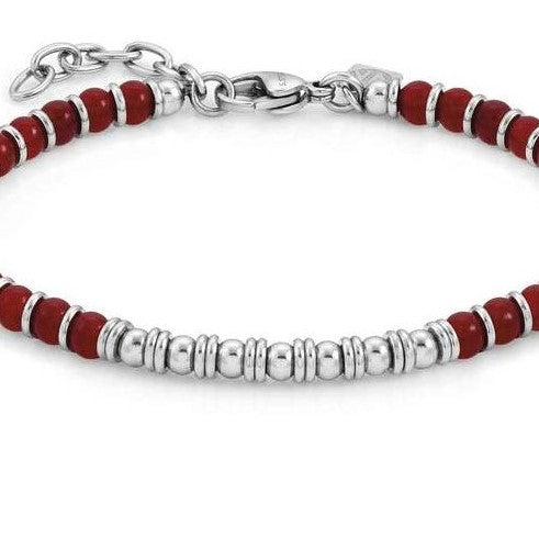 027902/027 INSTINCT bracelet,S/steel,stones RED AGATE
