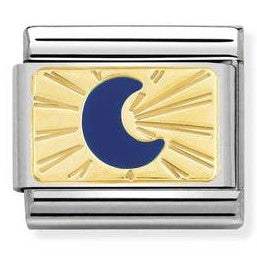 030284/43 Classic PLATE,steel enamel,yellow gold Blue Moon