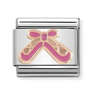 430203/02 Classic RELIEF,S/steel,enamel, Bonded Rose Gold,Ballet Shoes Pink