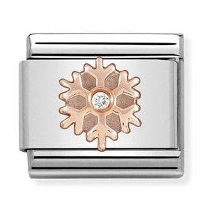 430305/23Classic Symbol,S/Steel, 9K rose gold, CZ,Snowflake