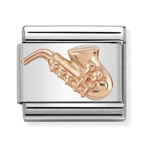 430106/12 Classic RELIEF SYMBOLS,S/Steel,Bonded Rose GoldSaxophone,