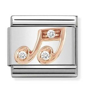 430305/25Classic Symbol,stainless steel, 9K rose gold,CZ,Music Note.